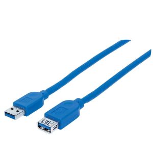 Manhattan 325394 SuperSpeed USB Extension Cable USB 3.0 Type-A Male to Type-A Female -5 Gbps 1 m (3 ft.) - Blue