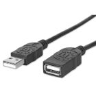 Manhattan 393850 Hi-Speed USB Extension Cable A Male / A Female - 3M (10 ft.) - Black