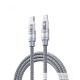 Remax – Zinc Alloy Fast Charging Data Cable With Light - 30 watt  - 1.2 Meter - Grey - RC-C129